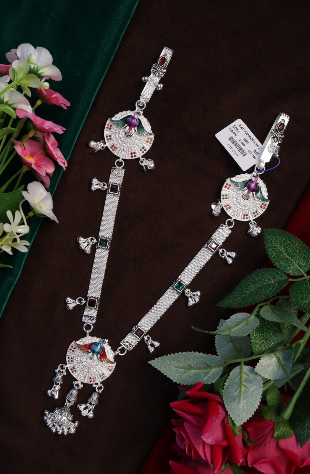 SP Kandora German Silver Traditional Necklace | 0 Touch Silver Plated Jewellery for Women