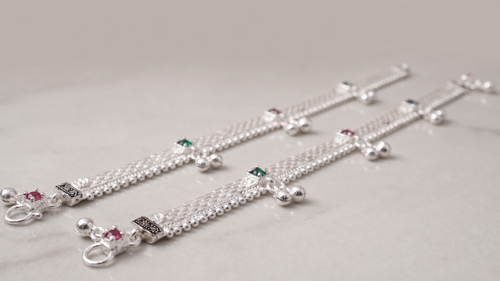 Premium German Silver Payal | 0 Touch Silver Plated Anklet for Women