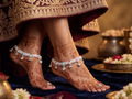 Elegant German Silver Fancy Payal | 0 Touch Silver Plated Artificial Anklet