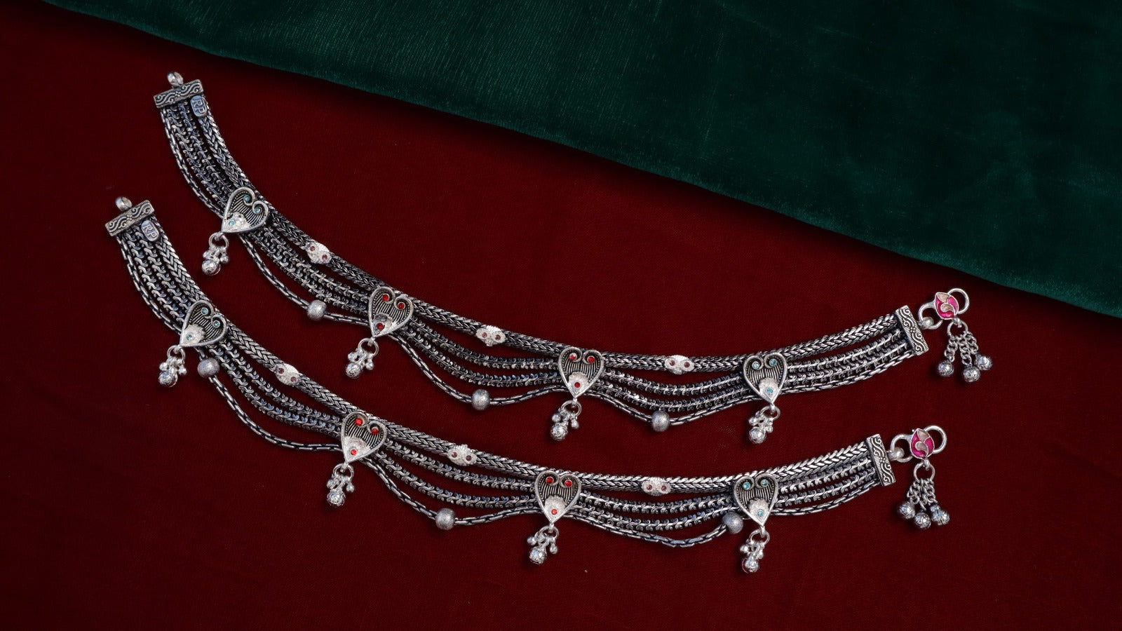 R OXO Silver Plated Traditional Payal for Women