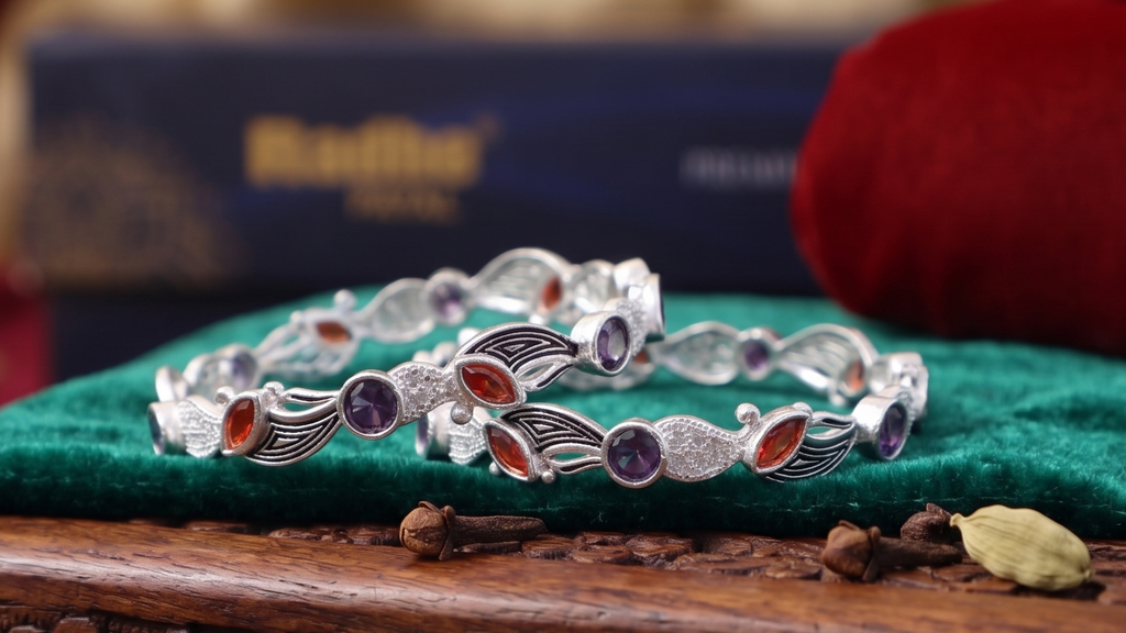 Designer German Silver Bangles for Women – Elegant Silver Plated Jewellery
