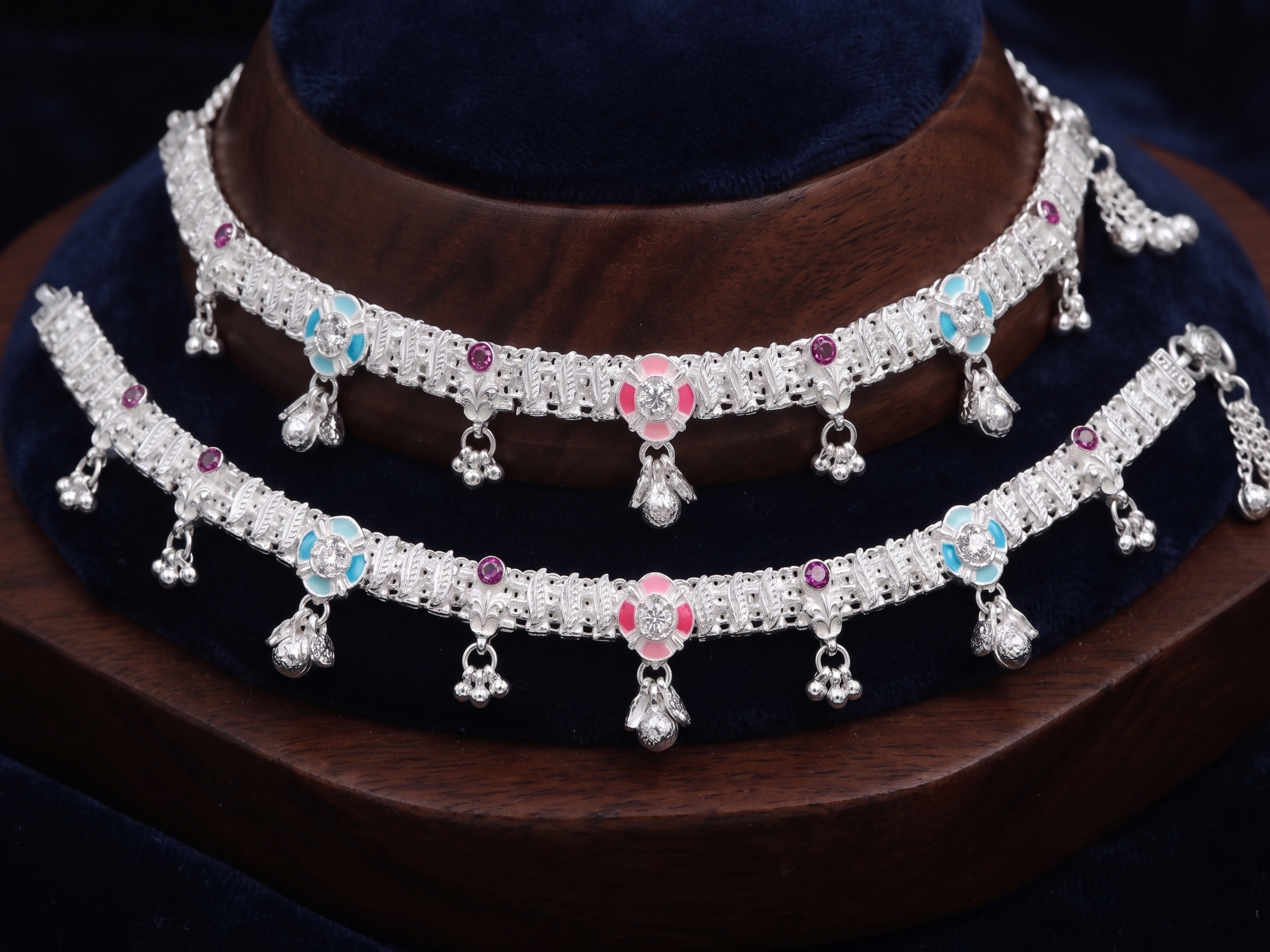 Elegant German Silver Fancy Payal | 0 Touch Silver Plated Artificial Anklet