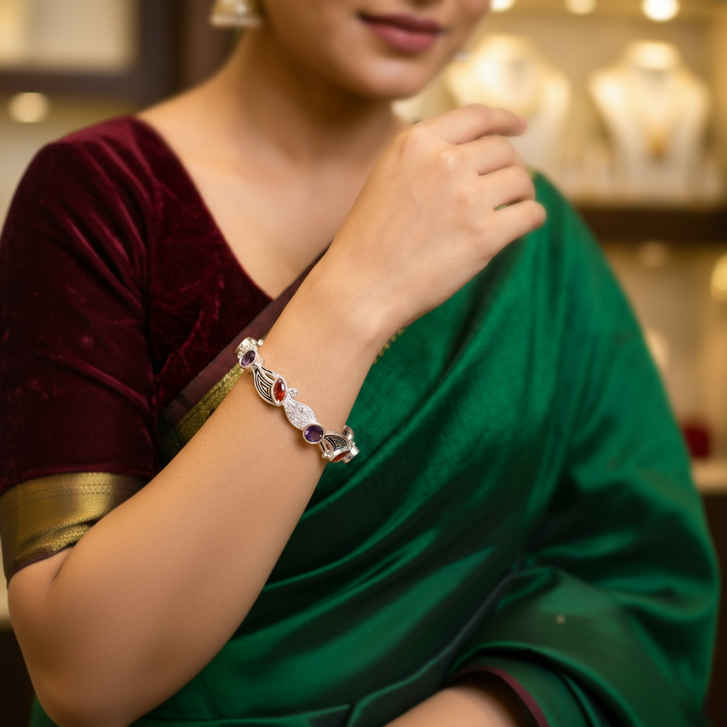 Designer German Silver Bangles for Women – Elegant Silver Plated Jewellery