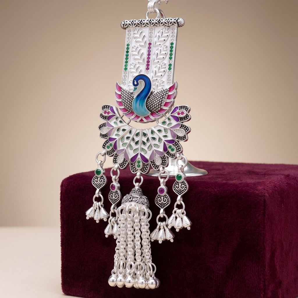 Traditional Peacock Art Jewellery with Premium German Silver Finish