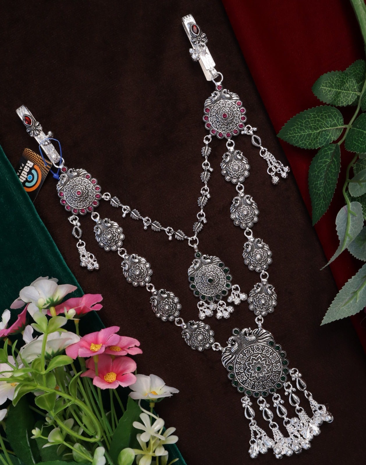 SP Kandora German Silver Traditional Necklace | 0 Touch Silver Plated Jewellery for Women