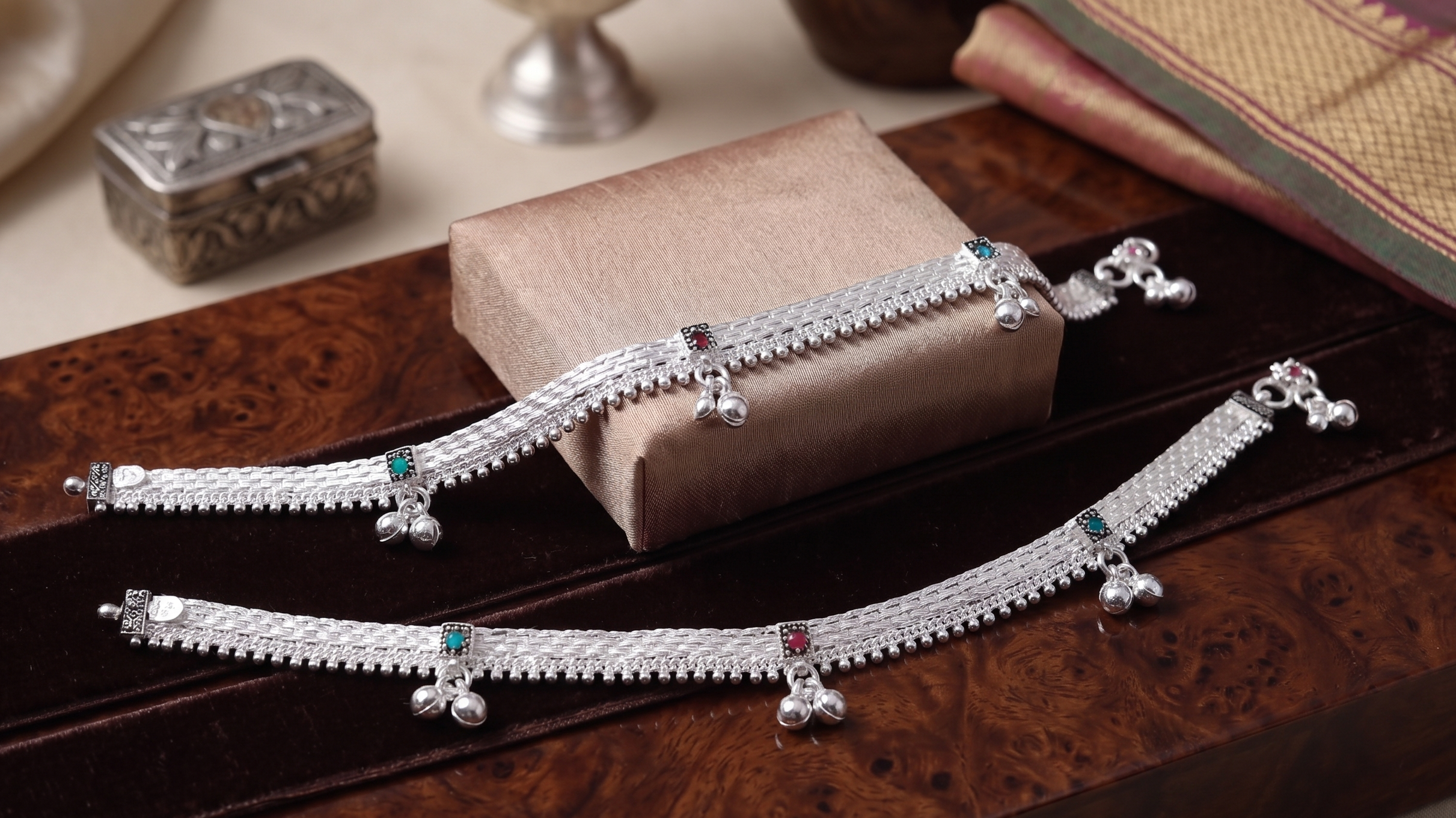 Premium German Silver Payal | 0 Touch Silver Plated Anklet for Women