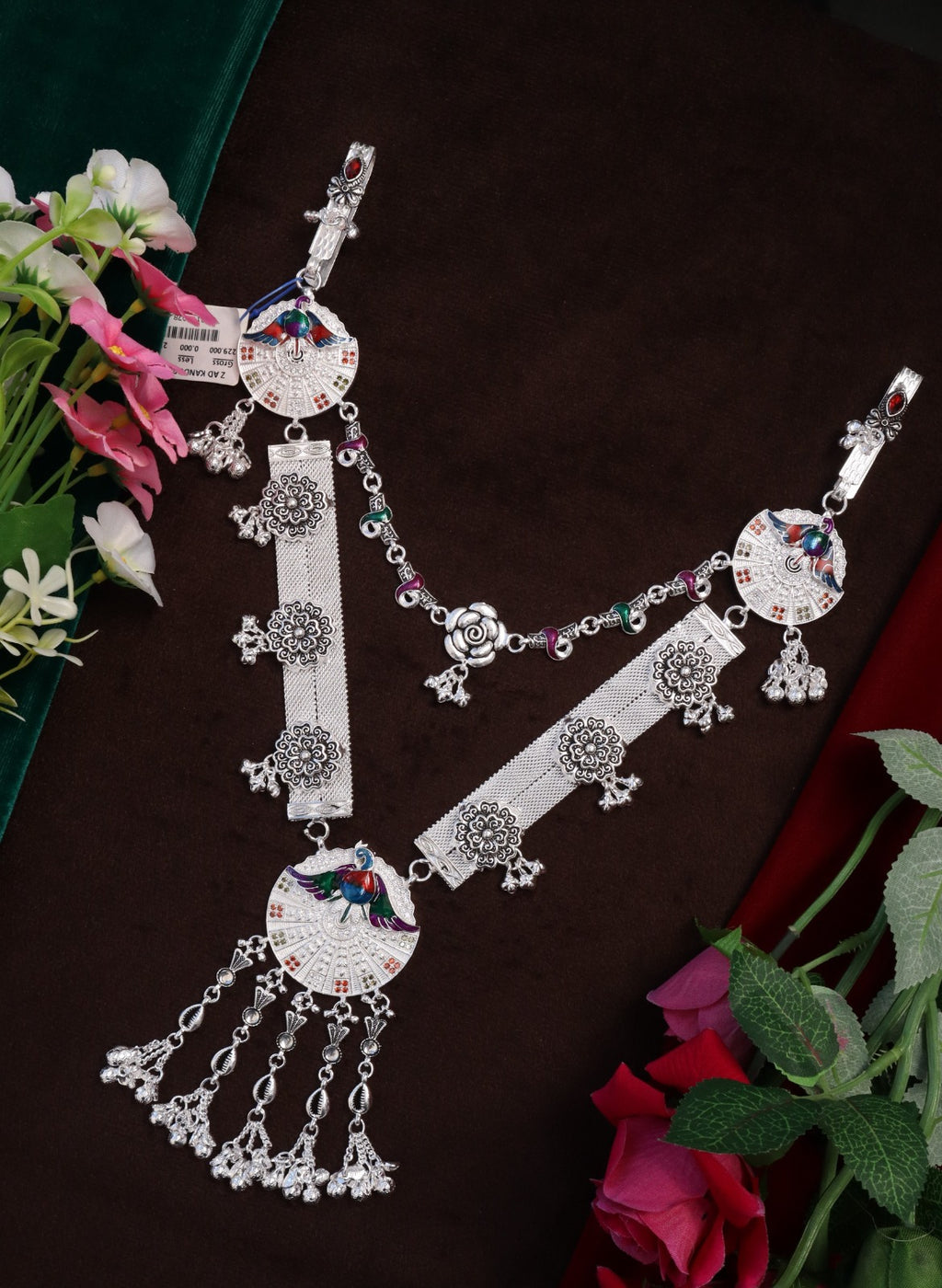 SP Kandora German Silver Traditional Necklace | 0 Touch Silver Plated Jewellery for Women