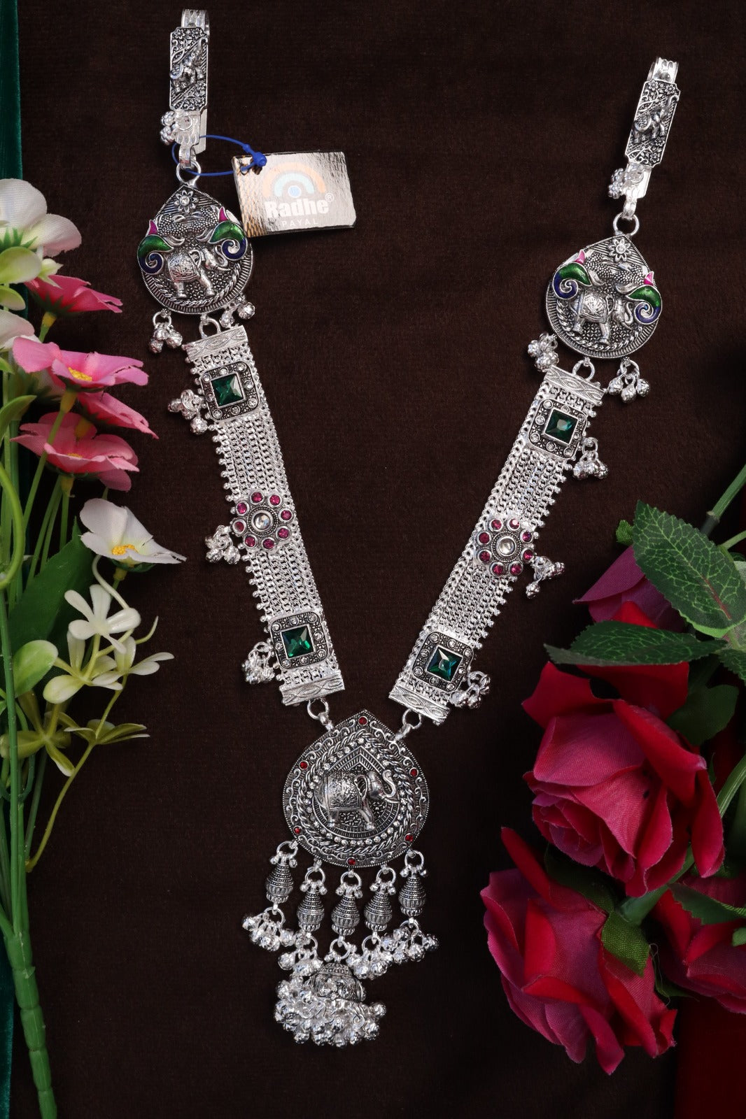 SP Kandora German Silver Traditional Necklace | 0 Touch Silver Plated Jewellery for Women