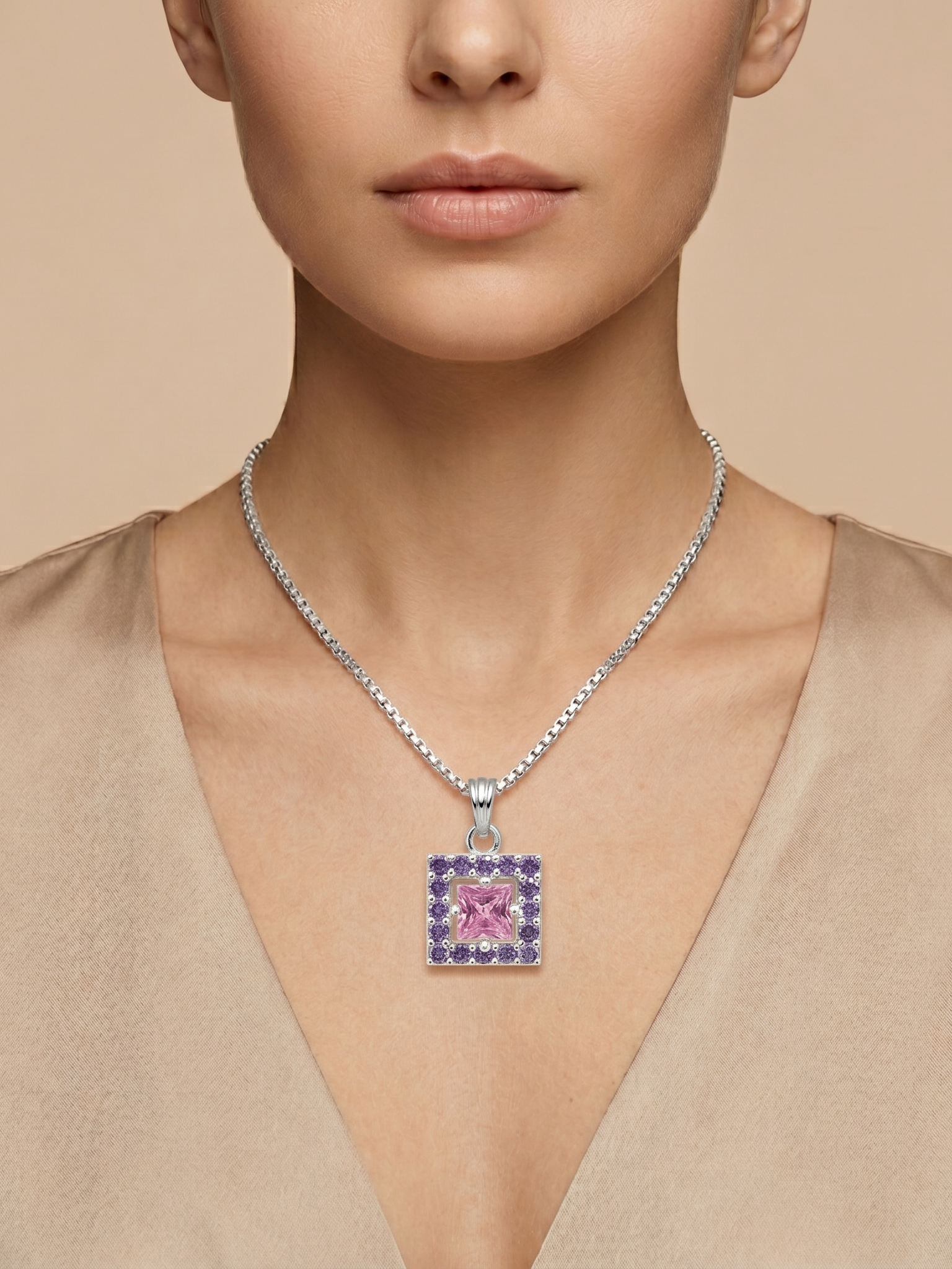 Premium German Silver Floral Pendant Necklace
