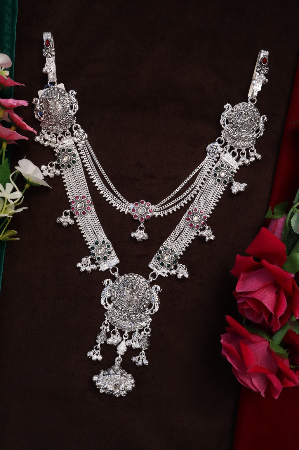 SP Kandora German Silver Traditional Necklace | 0 Touch Silver Plated Jewellery for Women