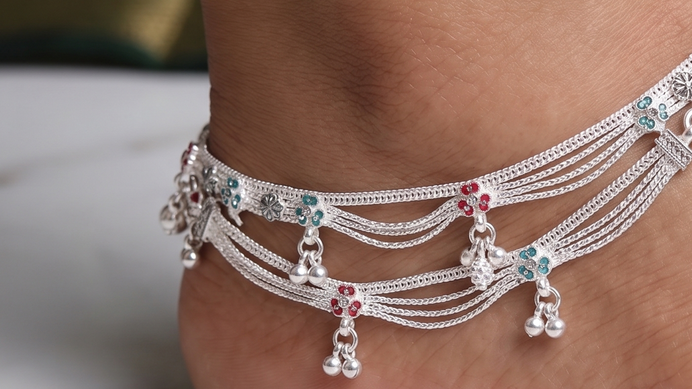 Fancy German Silver Bridal Payal | 0 Touch Silver Plated Designer Anklet | Traditional Ghungroo Payal for Women | 40-80 Gram