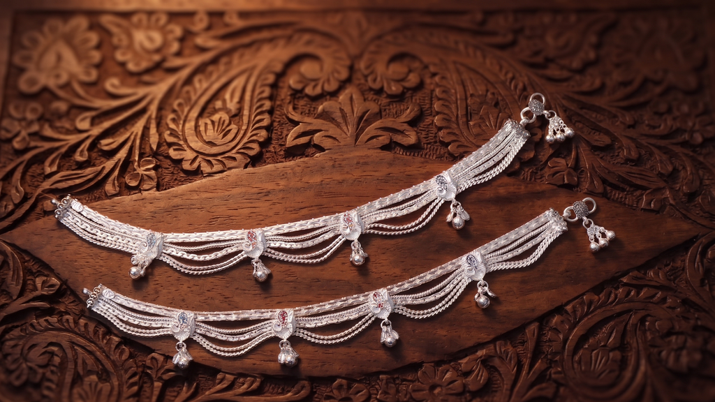 Premium German Silver Payal | 0 Touch Silver Plated Anklet for Women