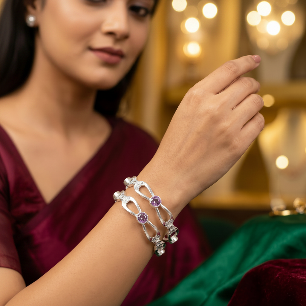 Classic Premium CZ Stone Bangles | Jwelisha
