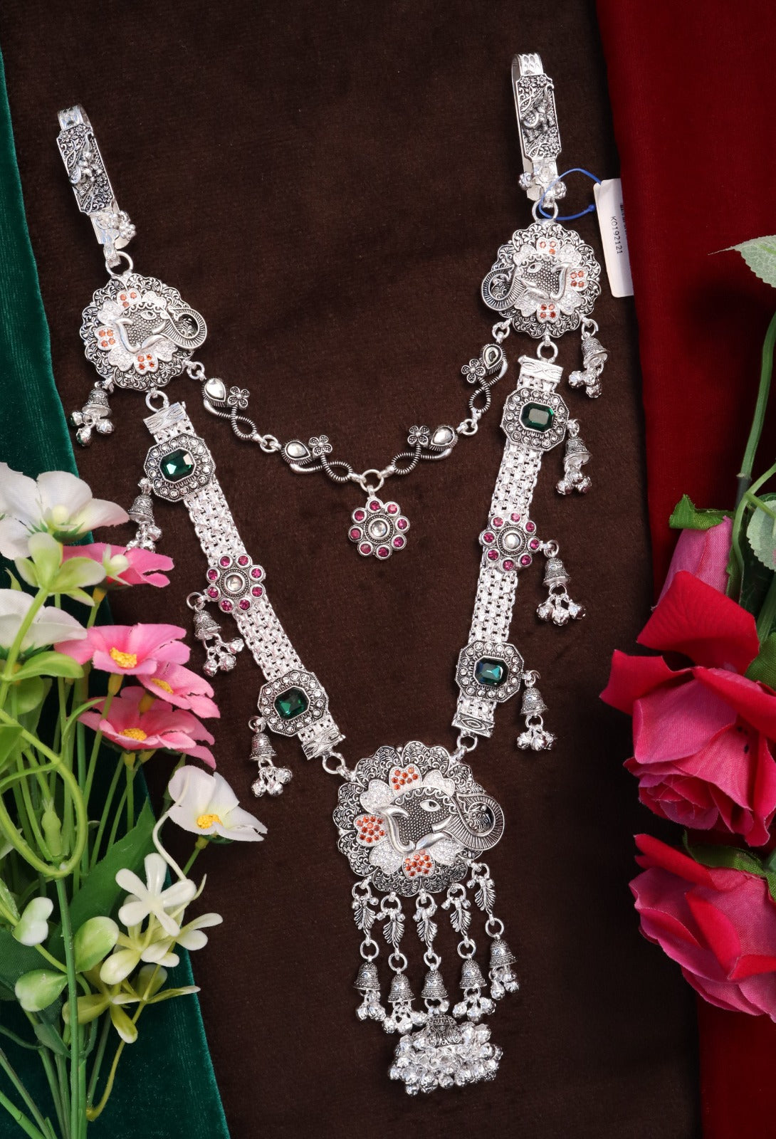 SP Kandora German Silver Traditional Necklace | 0 Touch Silver Plated Jewellery for Women