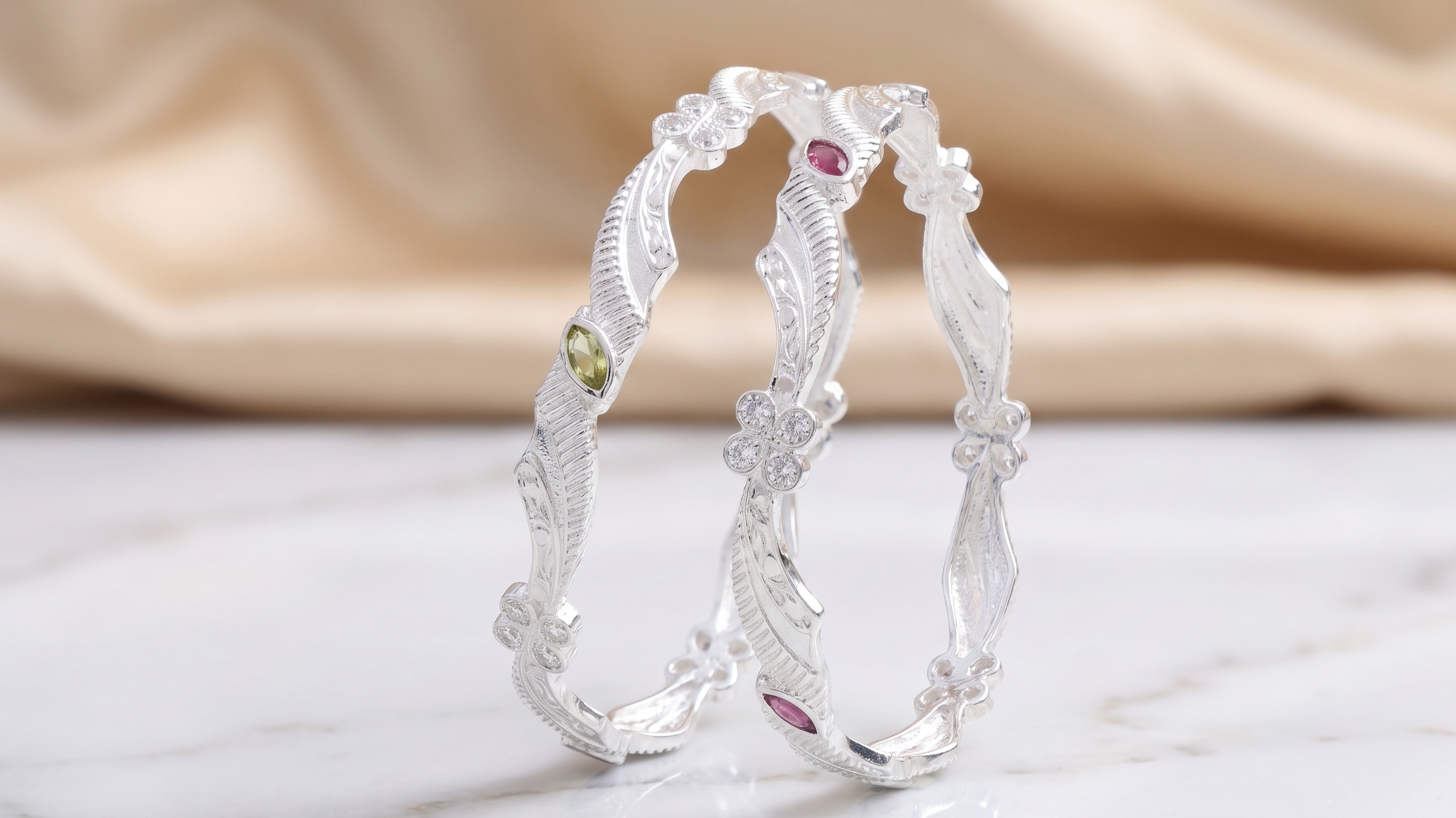 Designer German Silver Bangles for Women – Elegant Silver Plated Jewellery