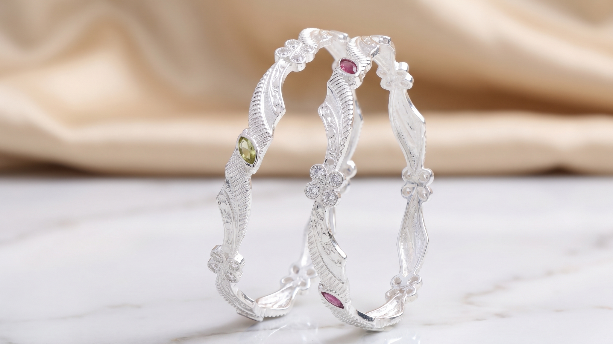 Designer German Silver Bangles for Women – Elegant Silver Plated Jewellery