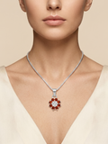 Premium German Silver Floral Pendant Necklace