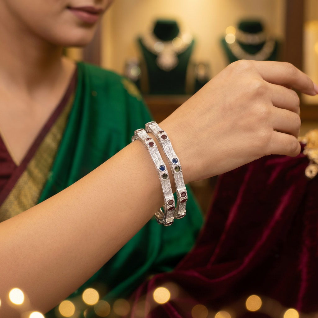Classic Premium CZ Stone Bangles | Jwelisha