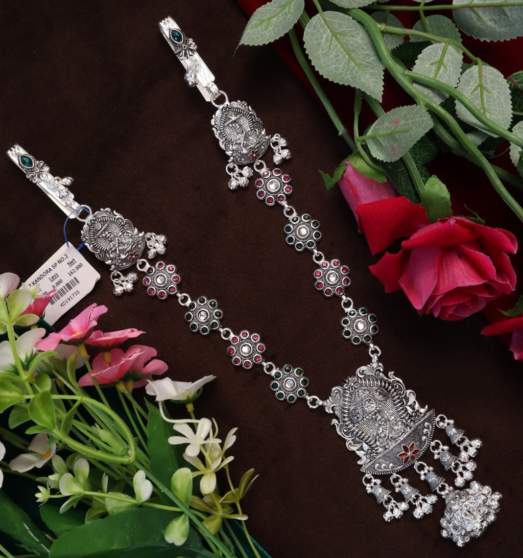 SP Kandora German Silver Traditional Necklace | 0 Touch Silver Plated Jewellery for Women