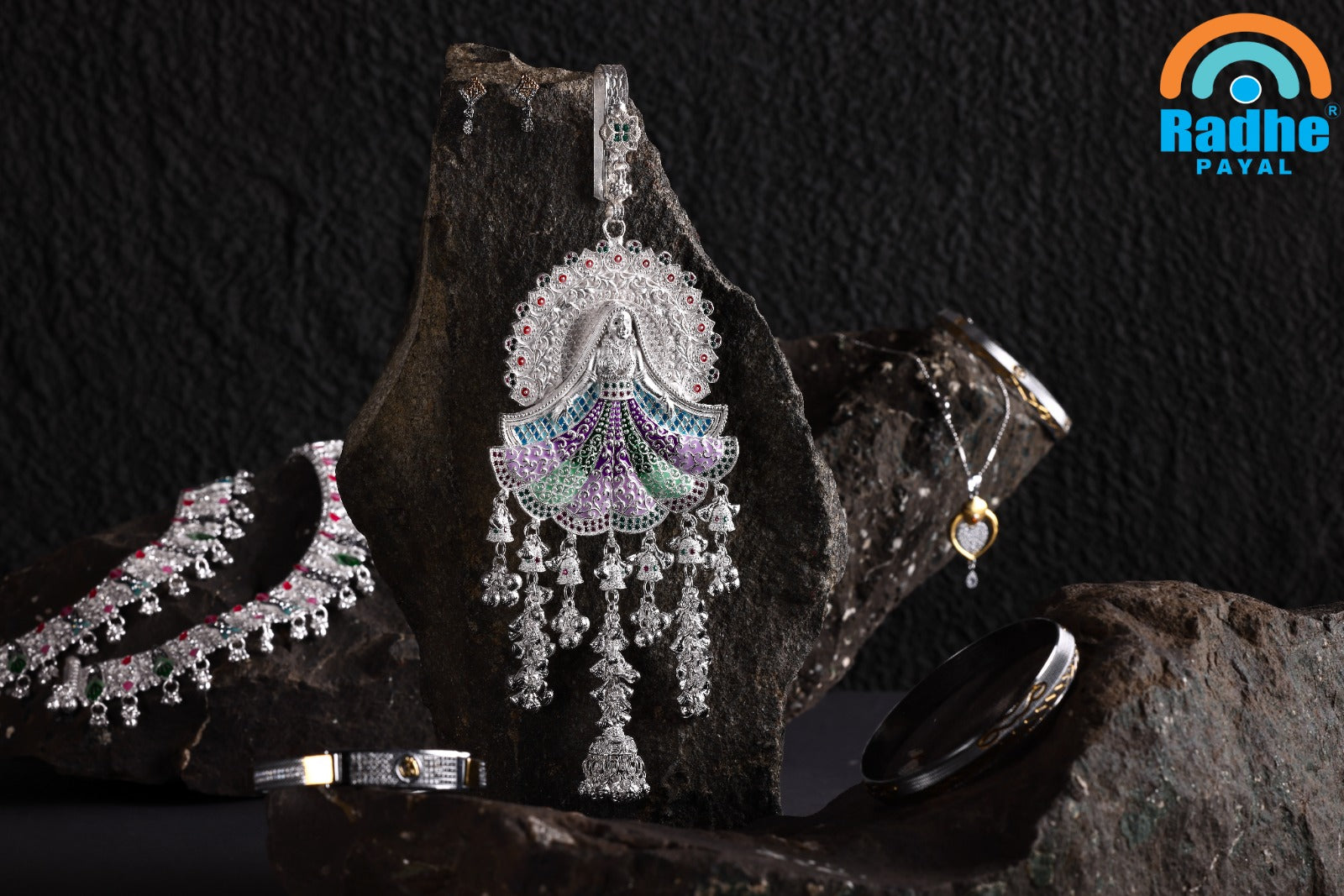 Royal Bride Meenakari Kandora with Tiered Bell Tassels by Radhe Payal