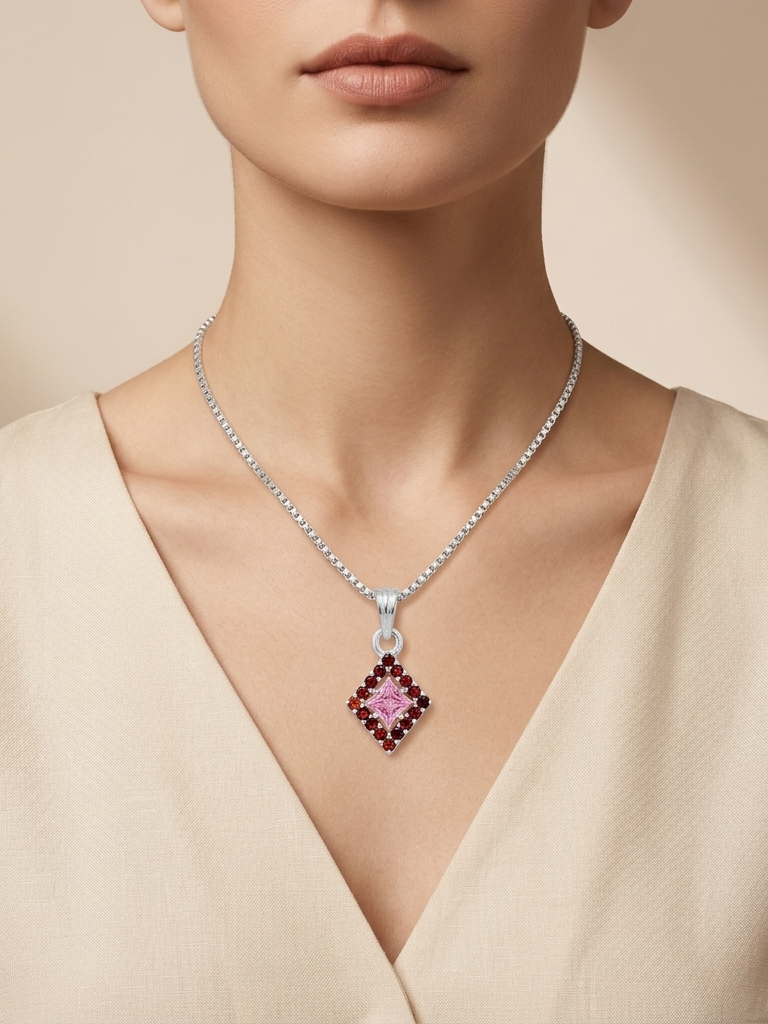 Premium German Silver Floral Pendant Necklace