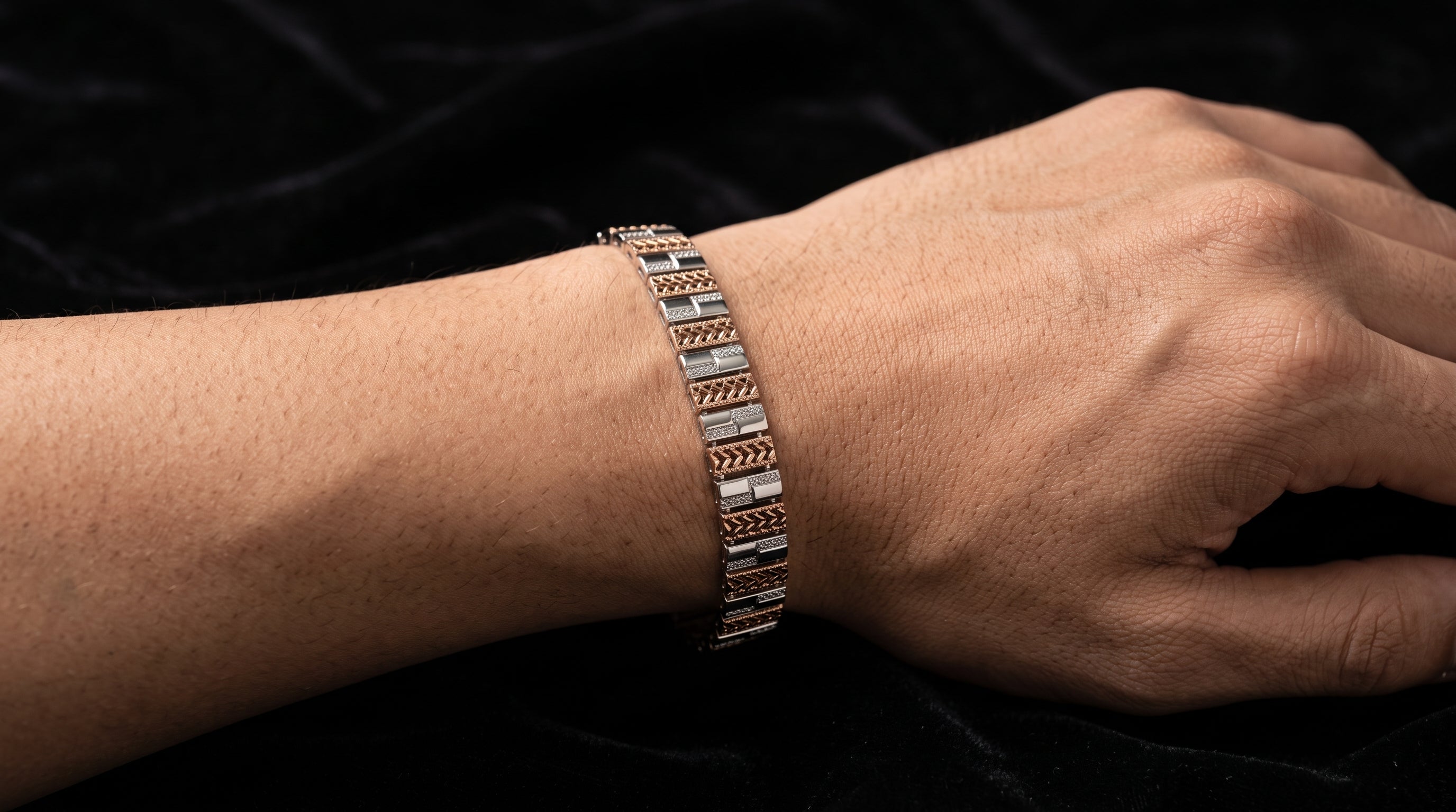 The Signature Two-Tone Link Bracelet — Handcrafted Men's Statement Piece