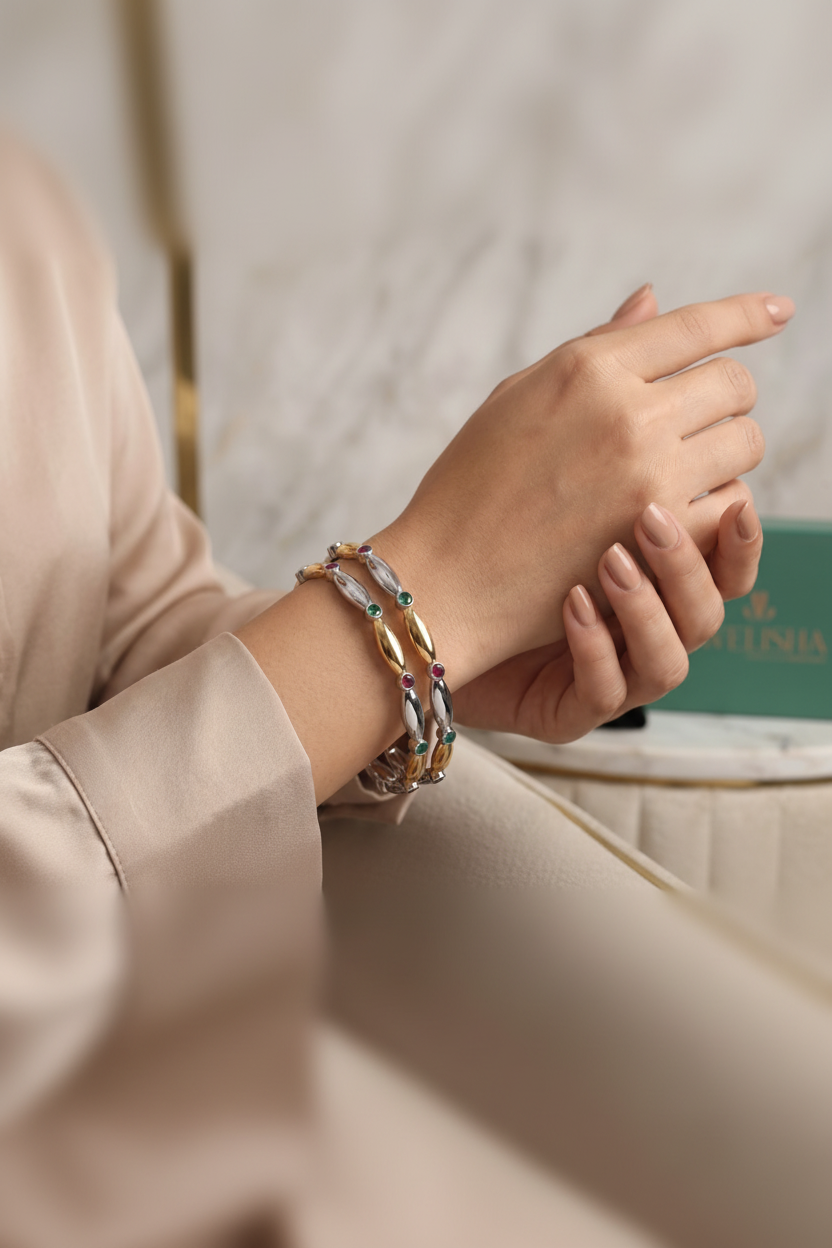 Luxury Silver-Plated German Silver Bangles | Jwelisha