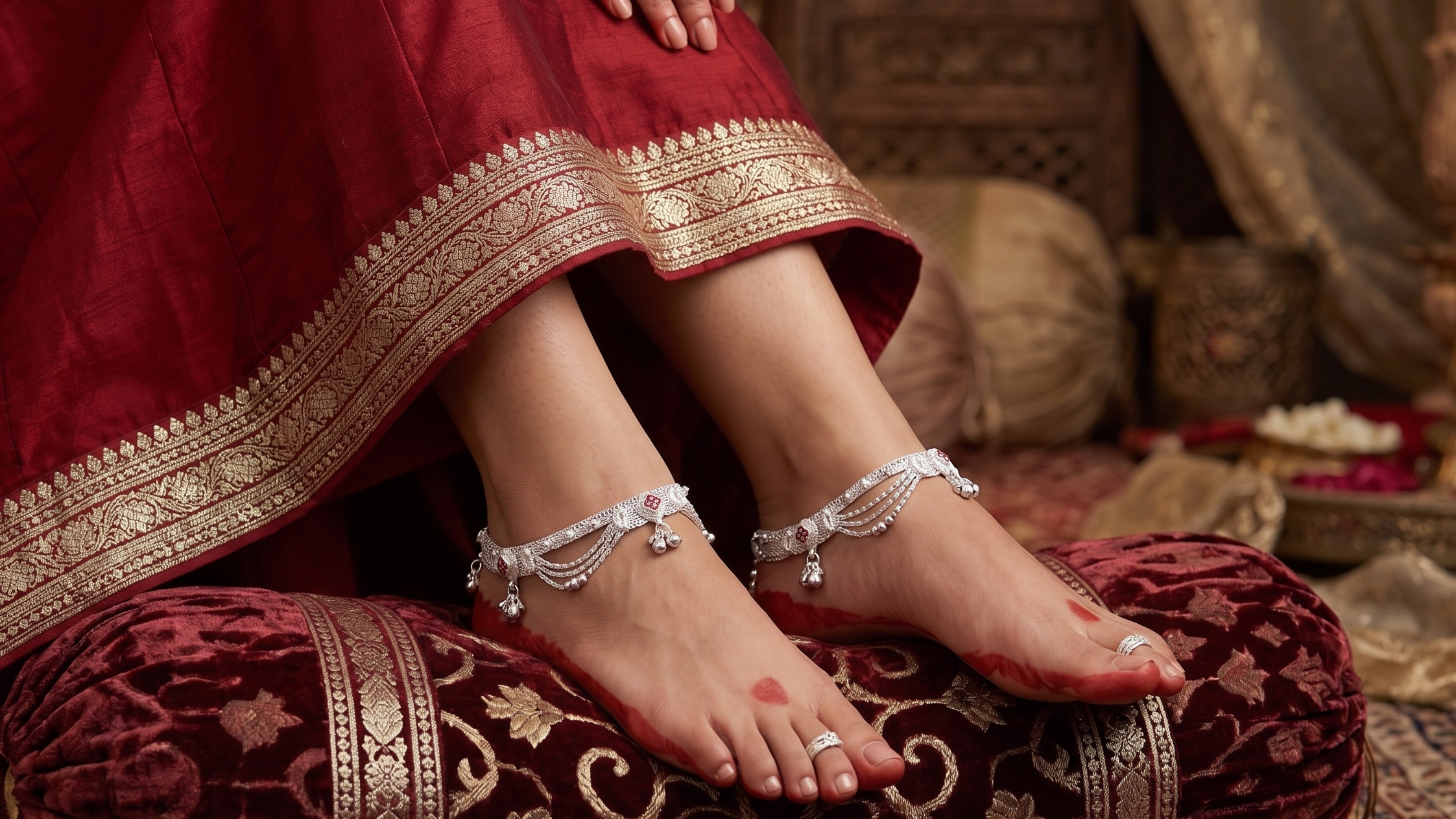 Elegant German Silver Fancy Payal | 0 Touch Silver Plated Artificial Anklet