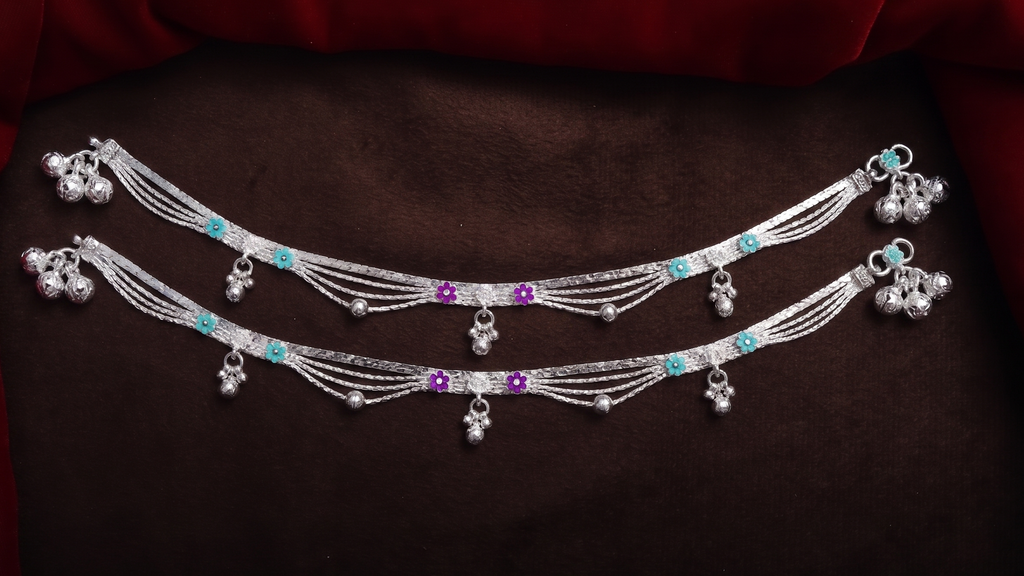 German Silver Bridal Payal | Silver Plated Designer Anklet | Traditional Ghungroo Payal for Women