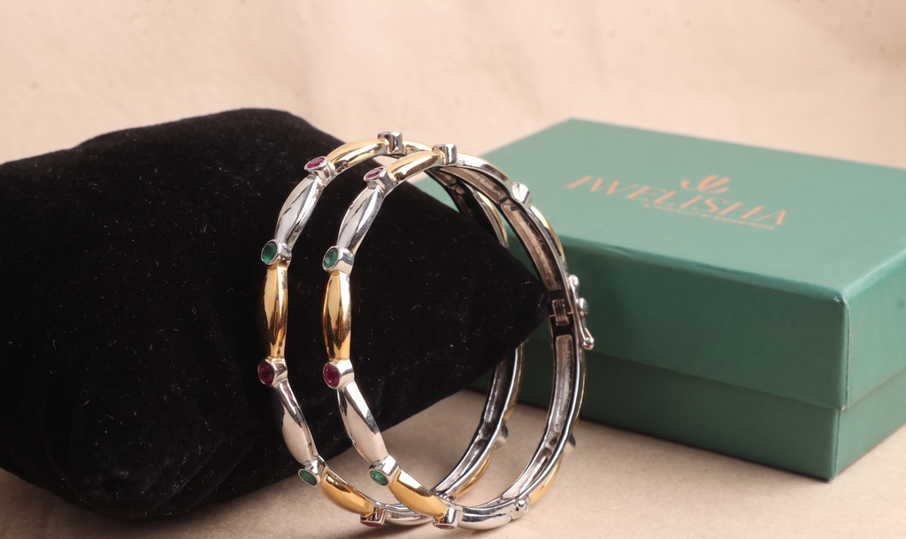 Luxury Silver-Plated German Silver Bangles | Jwelisha