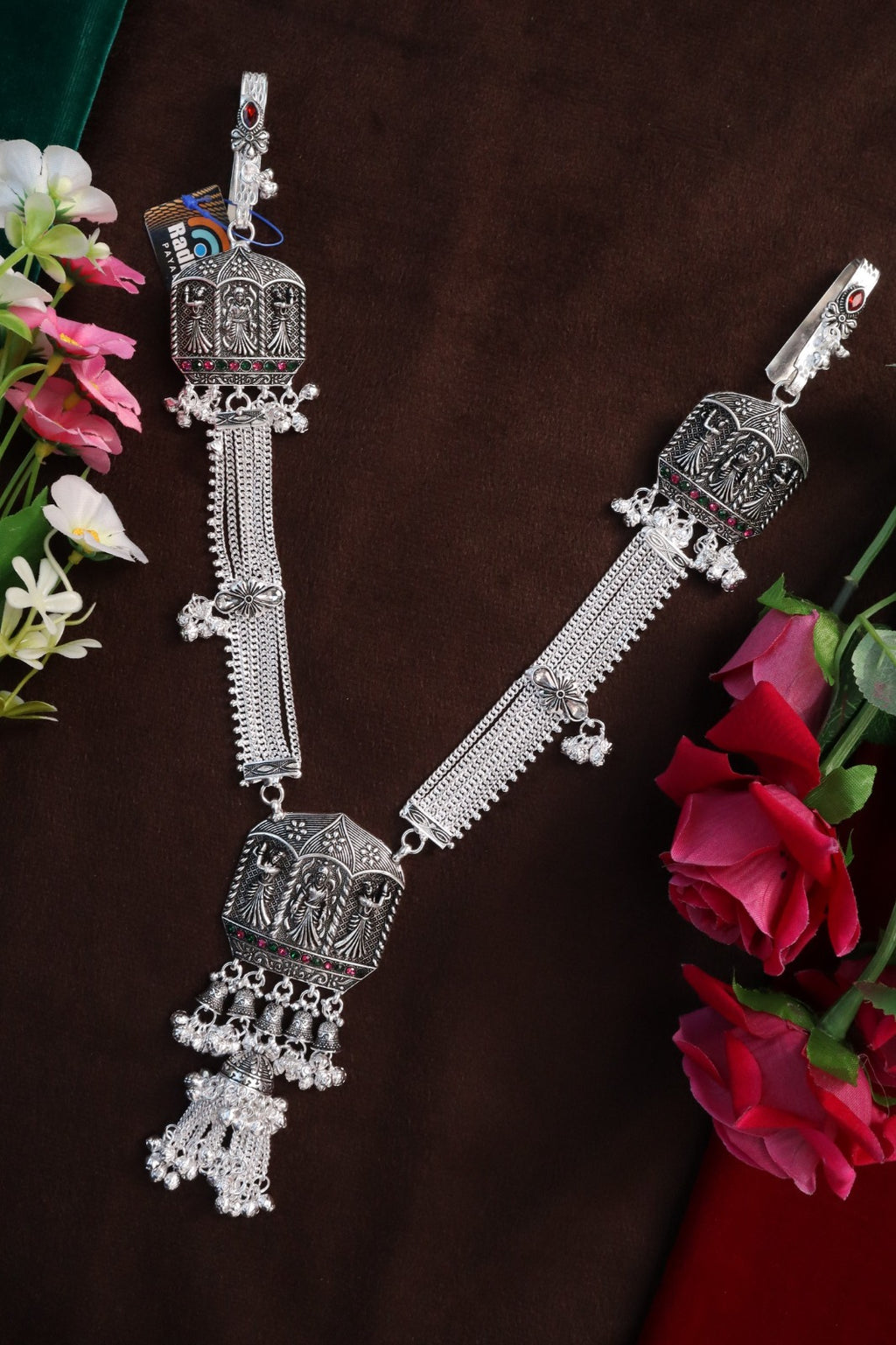 SP Kandora German Silver Traditional Necklace | 0 Touch Silver Plated Jewellery for Women