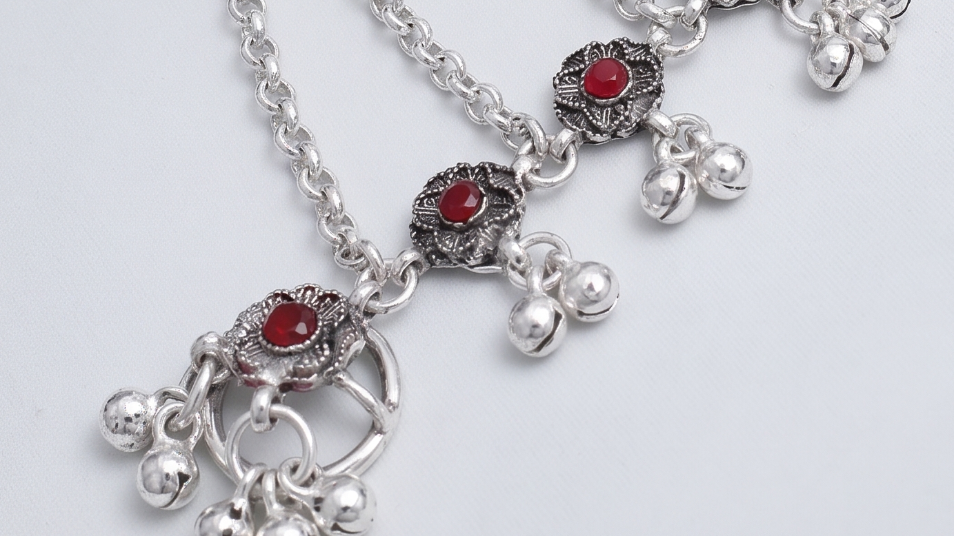 Premium German Silver Payal | 0 Touch Silver Plated Anklet for Women