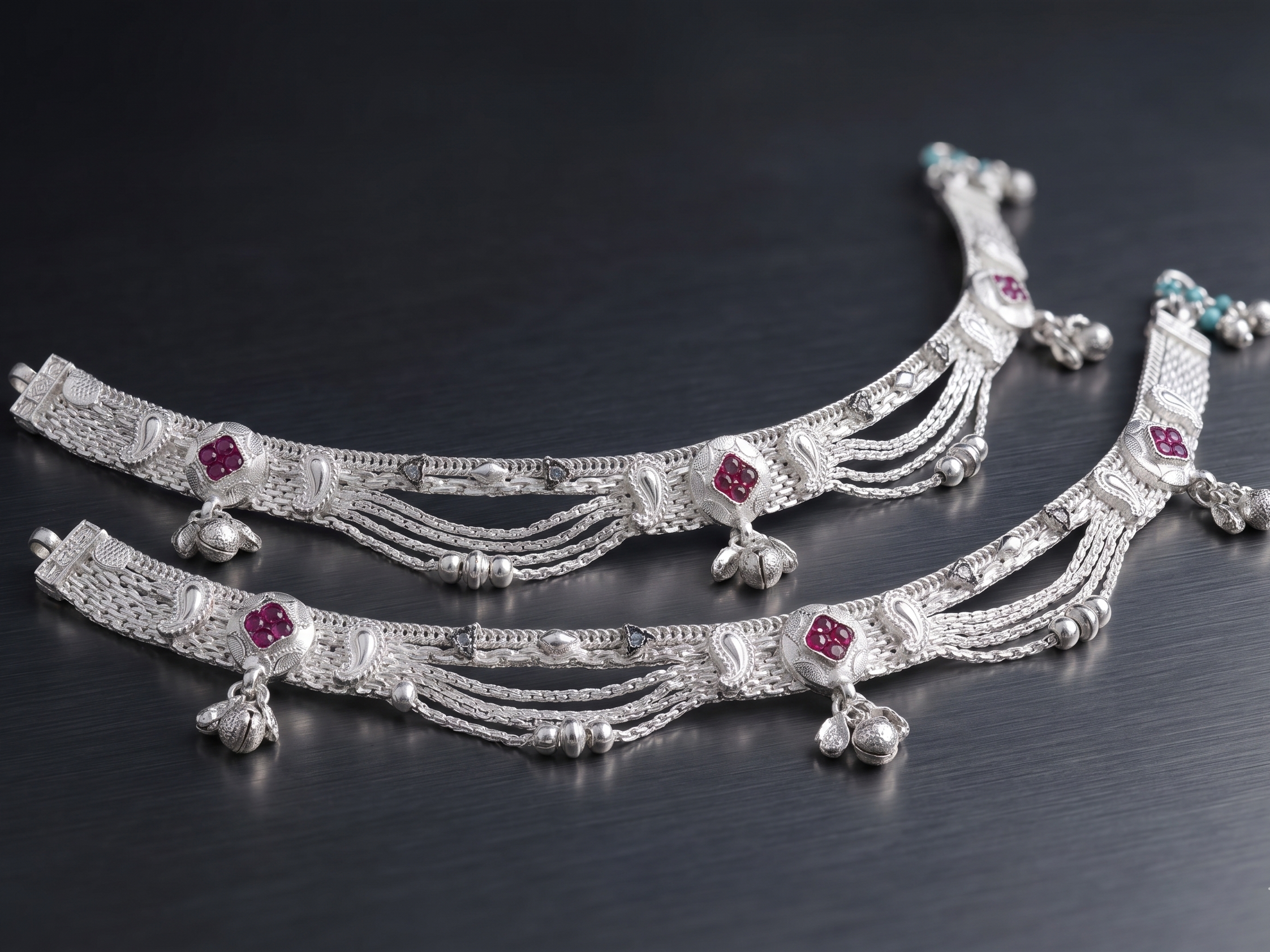 Elegant German Silver Fancy Payal | 0 Touch Silver Plated Artificial Anklet