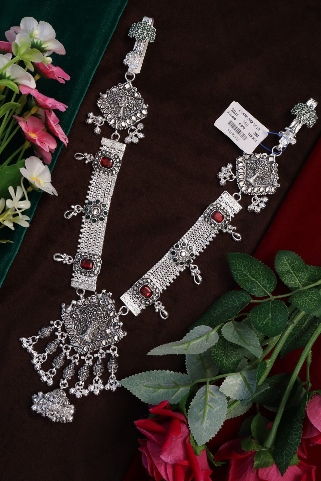 SP Kandora German Silver Traditional Necklace | 0 Touch Silver Plated Jewellery for Women