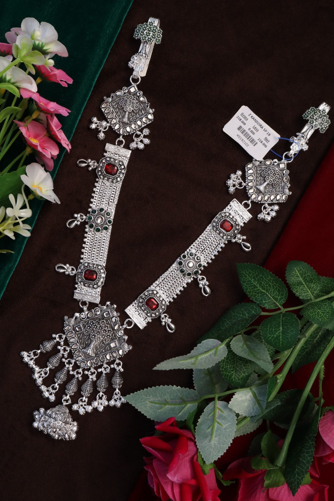 SP Kandora German Silver Traditional Necklace | 0 Touch Silver Plated Jewellery for Women