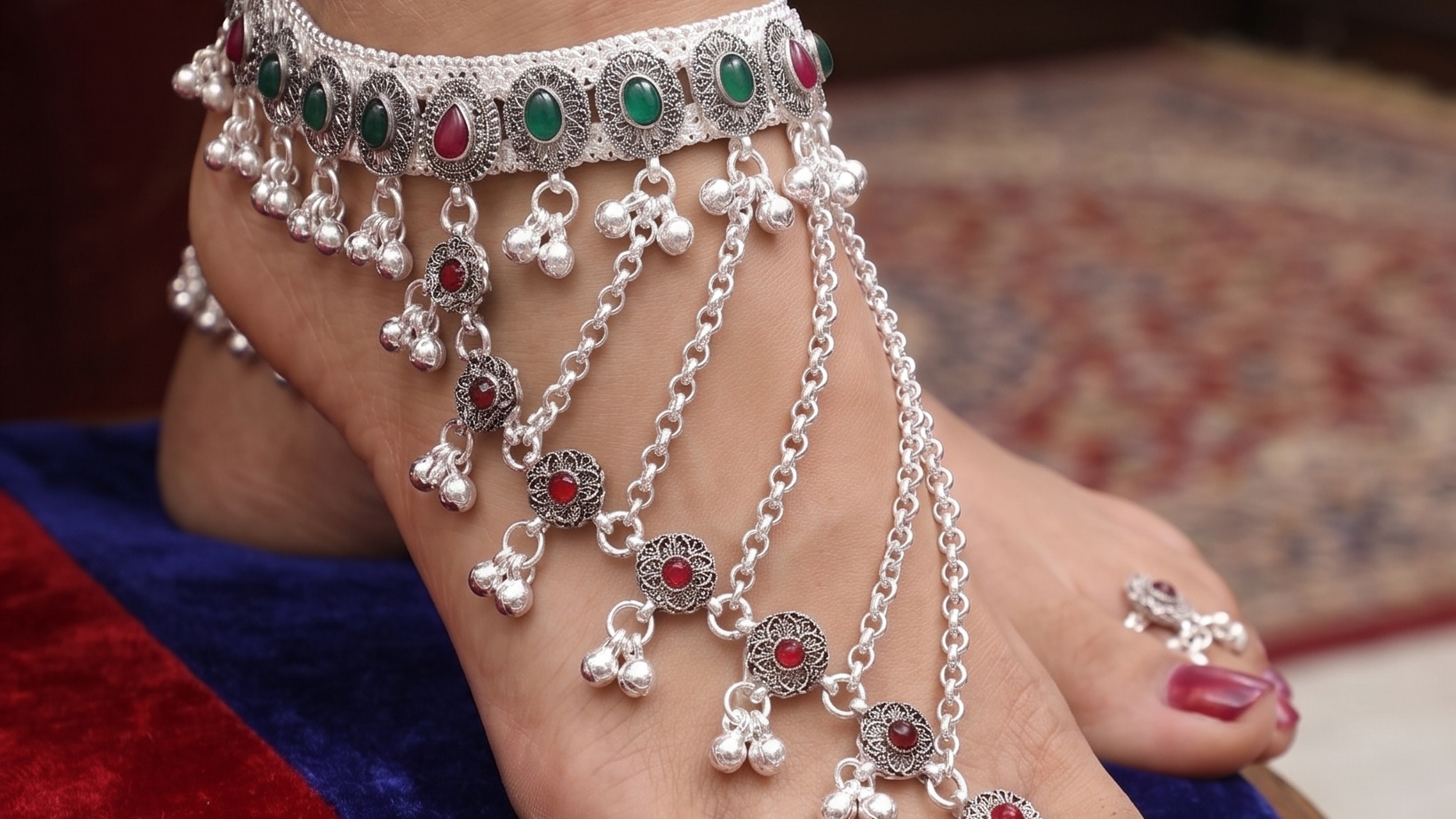 Premium German Silver Payal | 0 Touch Silver Plated Anklet for Women