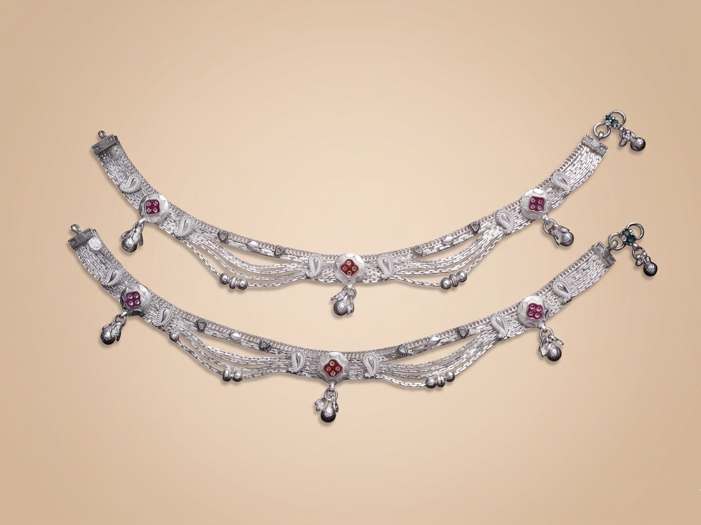 Elegant German Silver Fancy Payal | 0 Touch Silver Plated Artificial Anklet