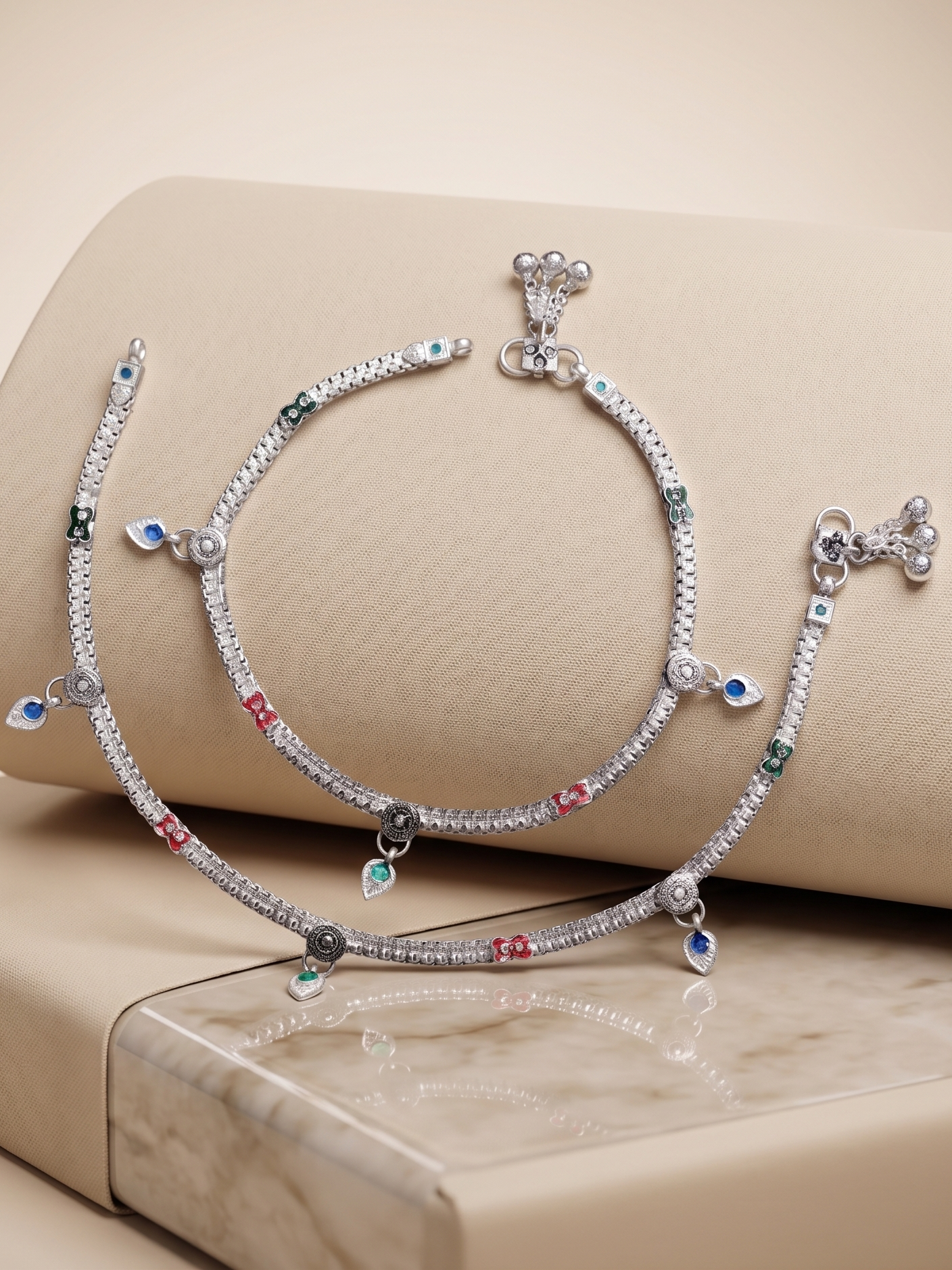 Fancy German Silver Payal | 0 Touch Silver Plated Anklet for Women & Girls | Traditional Designer Payal