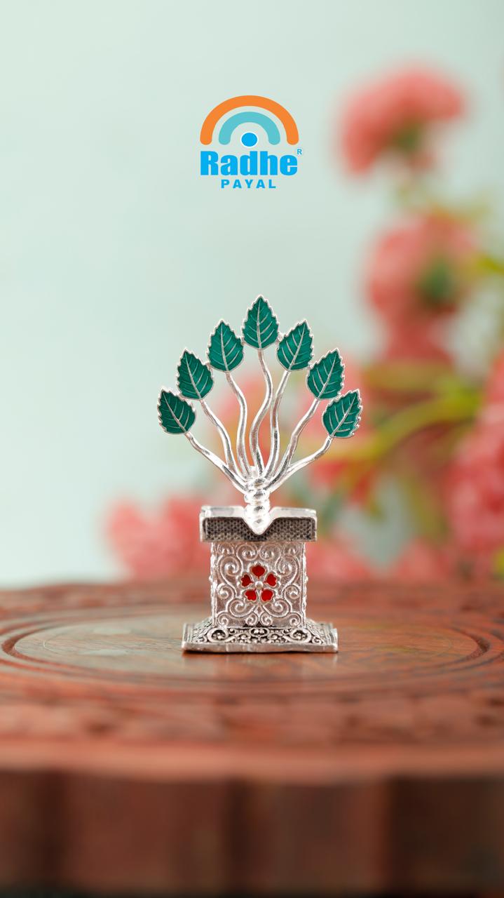 Radhe Payal Silver Plated Tulsi Kyari (Holy Basil)