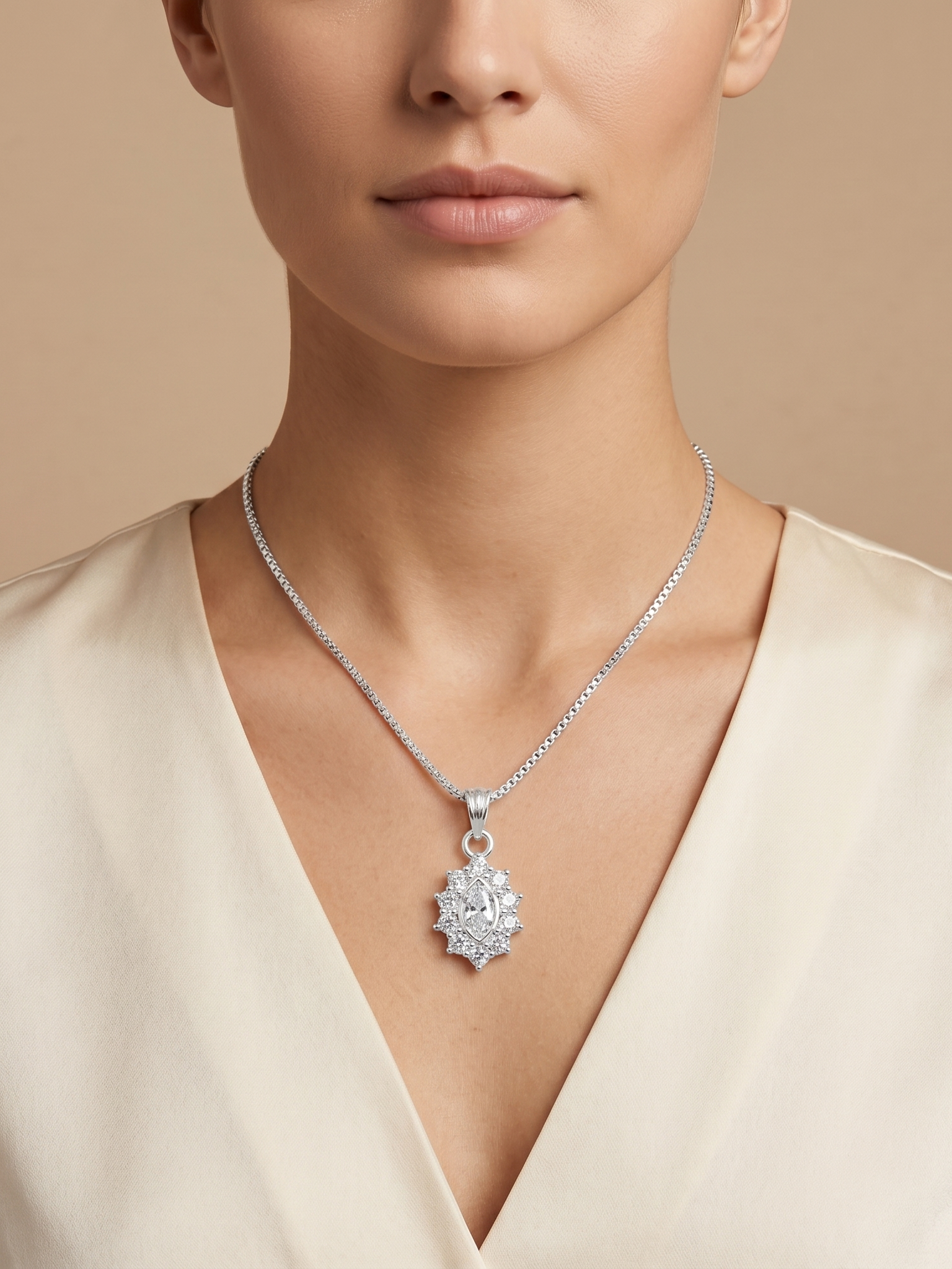 Premium German Silver Floral Pendant Necklace