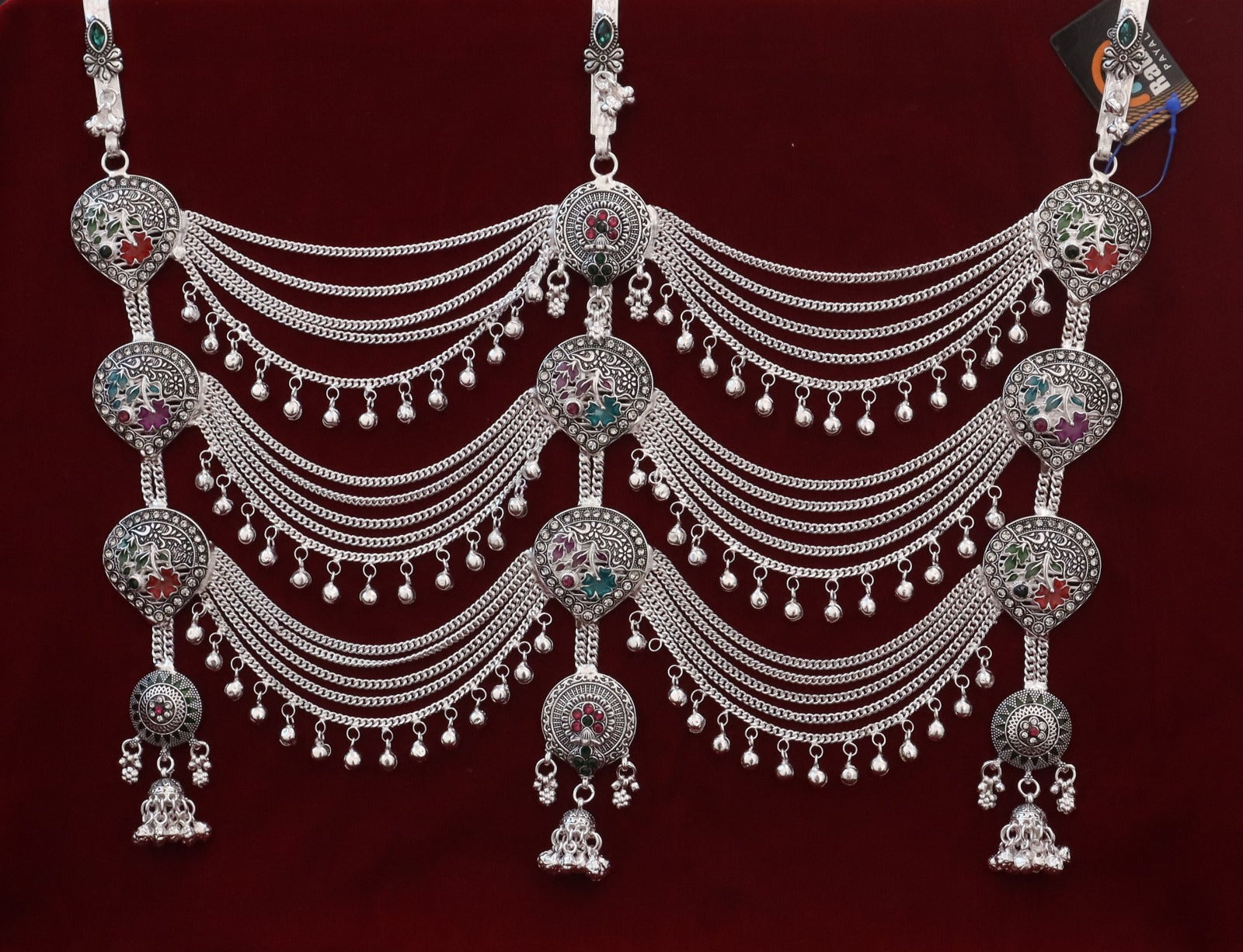 SP Kandora German Silver Traditional Necklace | 0 Touch Silver Plated Jewellery for Women
