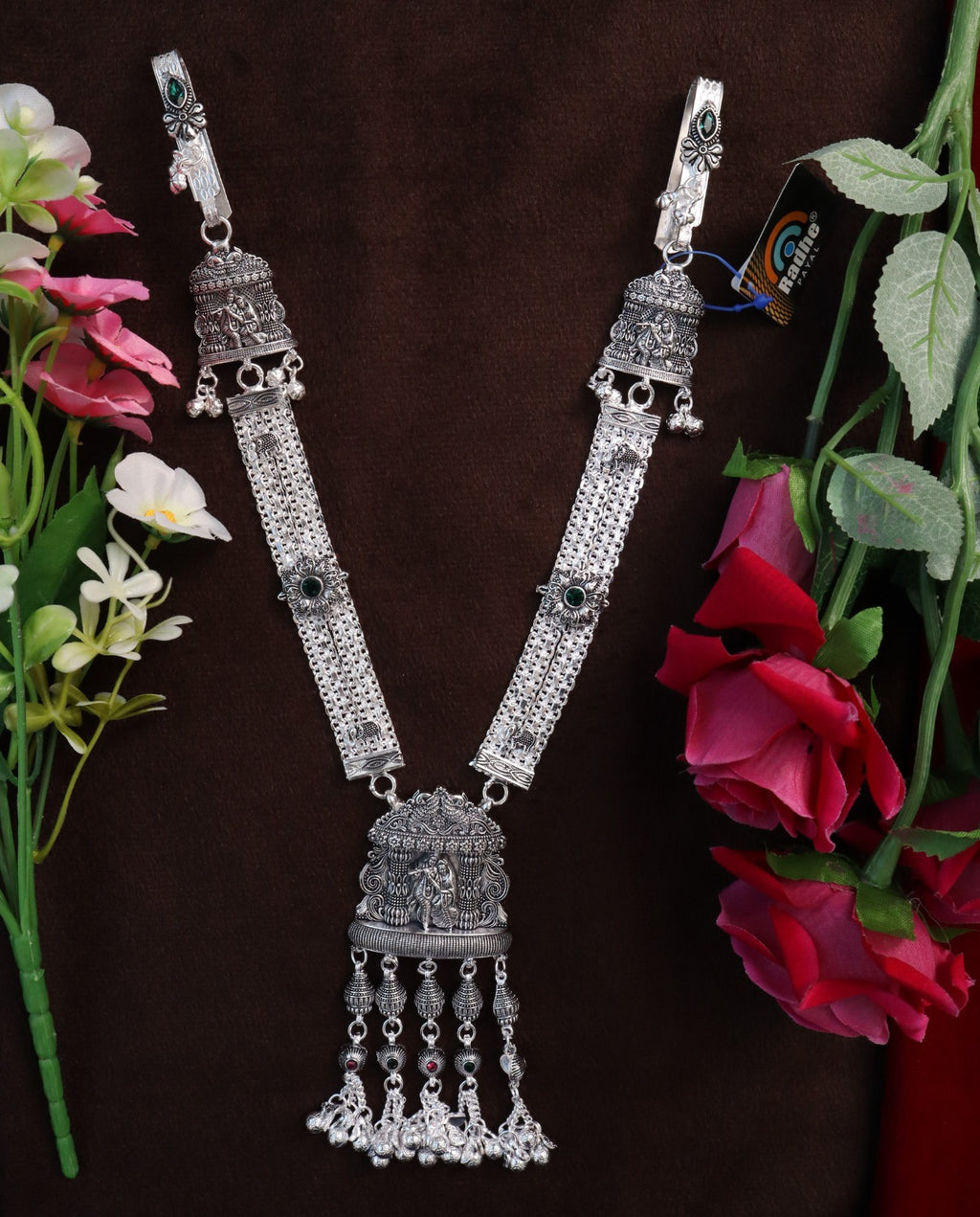 SP Kandora German Silver Traditional Necklace | 0 Touch Silver Plated Jewellery for Women