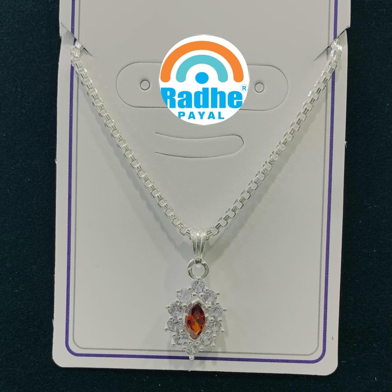 Luxury Oval Crystal Pendant Necklace | German Silver 0 Touch Silver Plated Jewellery