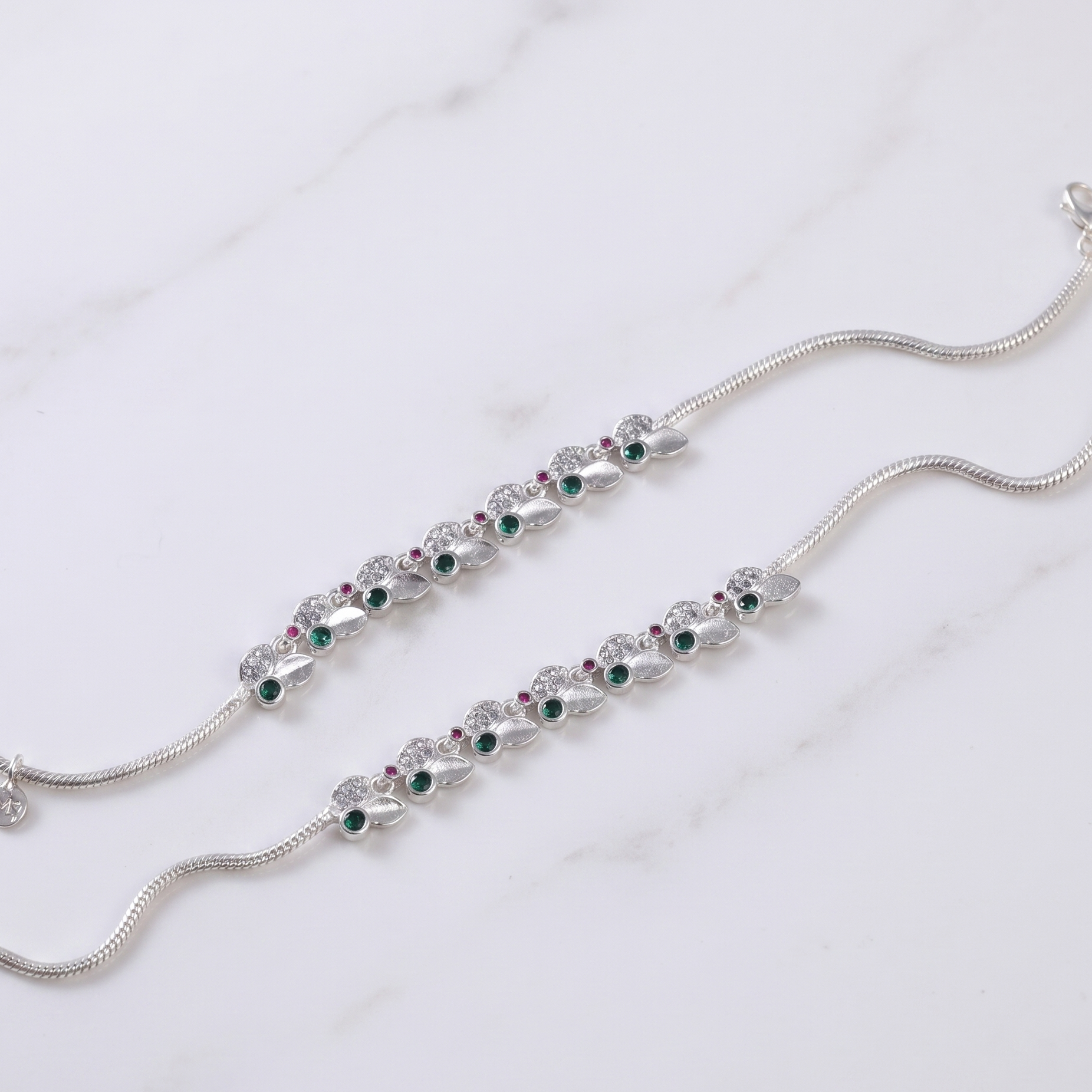 Verdant Leaf Emerald-Tone Fashion Payal by Radhe Payal
