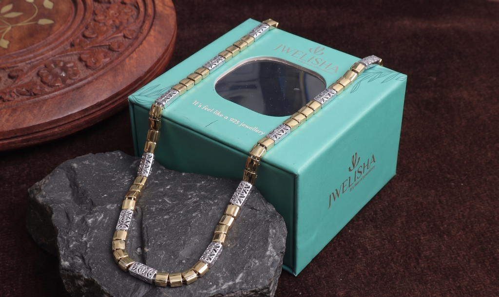 Premium German Silver Dual Tone Necklace | 0 Touch Silver Plated Fashion Jewellery