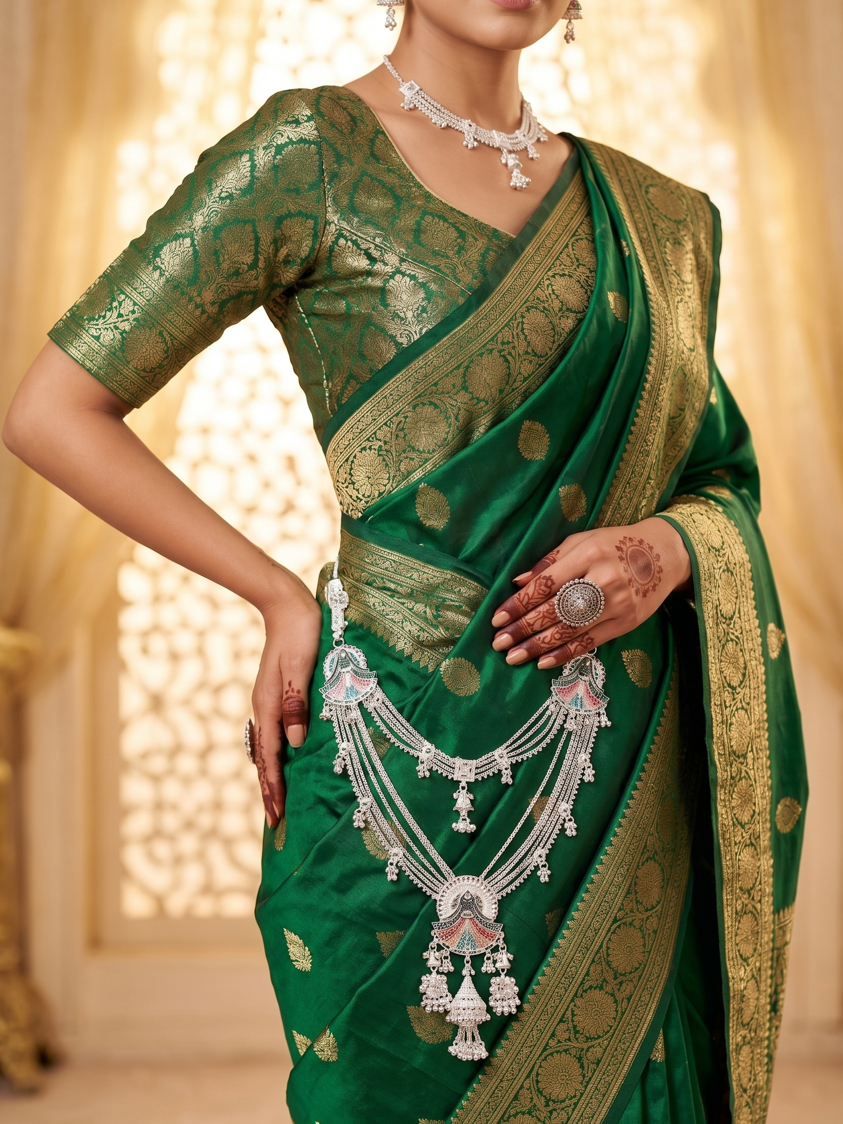 Royal Meenakari Bridal Kandora with Jhumka Tassels by Radhe Payal