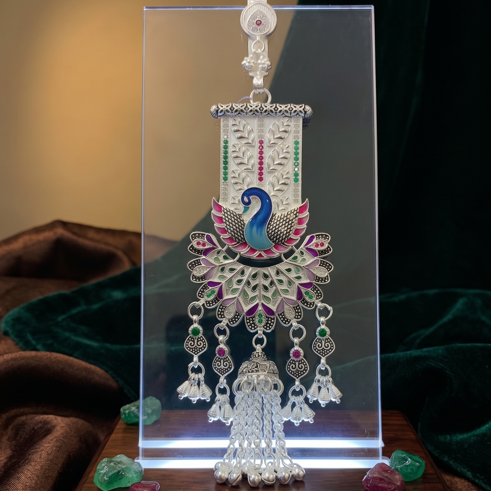 Traditional Peacock Art Jewellery with Premium German Silver Finish
