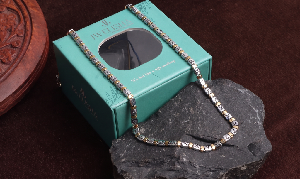 Premium German Silver Dual Tone Necklace | 0 Touch Silver Plated Fashion Jewellery