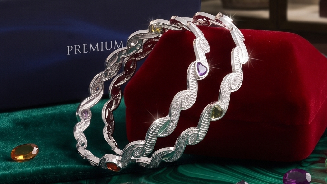 Designer German Silver Bangles for Women – Elegant Silver Plated Jewellery