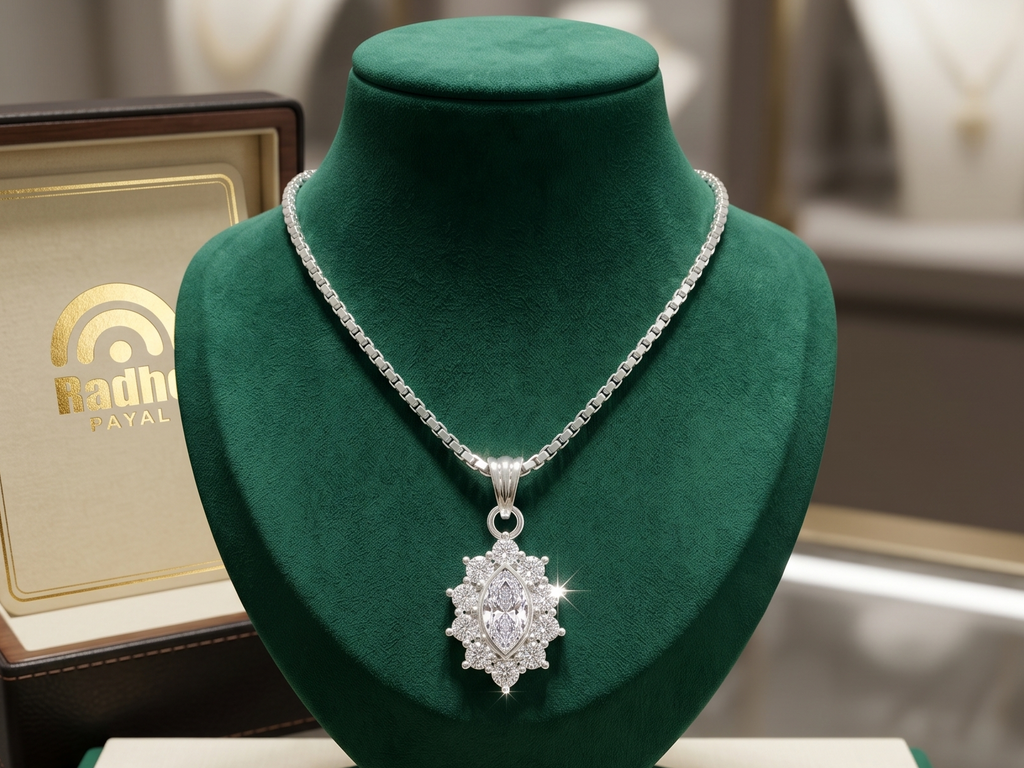 Premium German Silver Floral Pendant Necklace